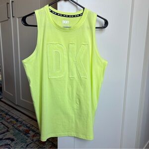 DKNY Sport Women's Zest Yellow Embossed DKNY Muscle Tank Top Size Small